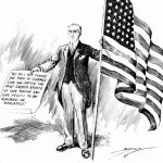Woodrow Wilson op een politieke cartoon (Washington Evening Star 3 april 1917)