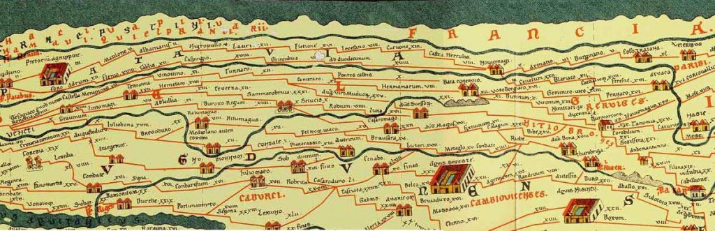 Peutingerkaart - Romeinse wegenkaart, detail