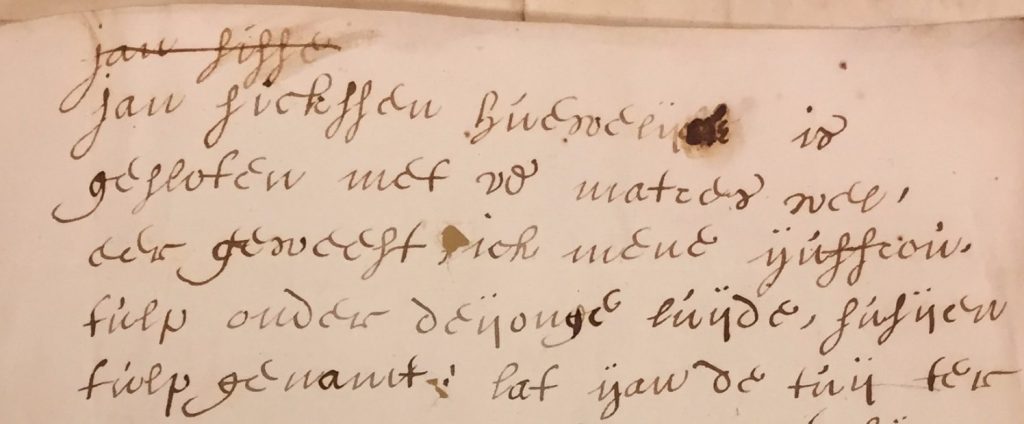 uitsnede Uitsnede uit brief van Wendela aan Johan, d.d. 1 juli 1655