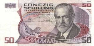 Freud op een Oostenrijks bankbiljet (1987)