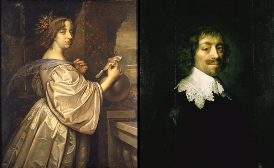 Christina van Zweden, David Beck ca. 1656, Wikimedia Commons en Constantijn Huygens omstreeks 1641, M. van Mierevelt, Huygensmuseum Hofwijck