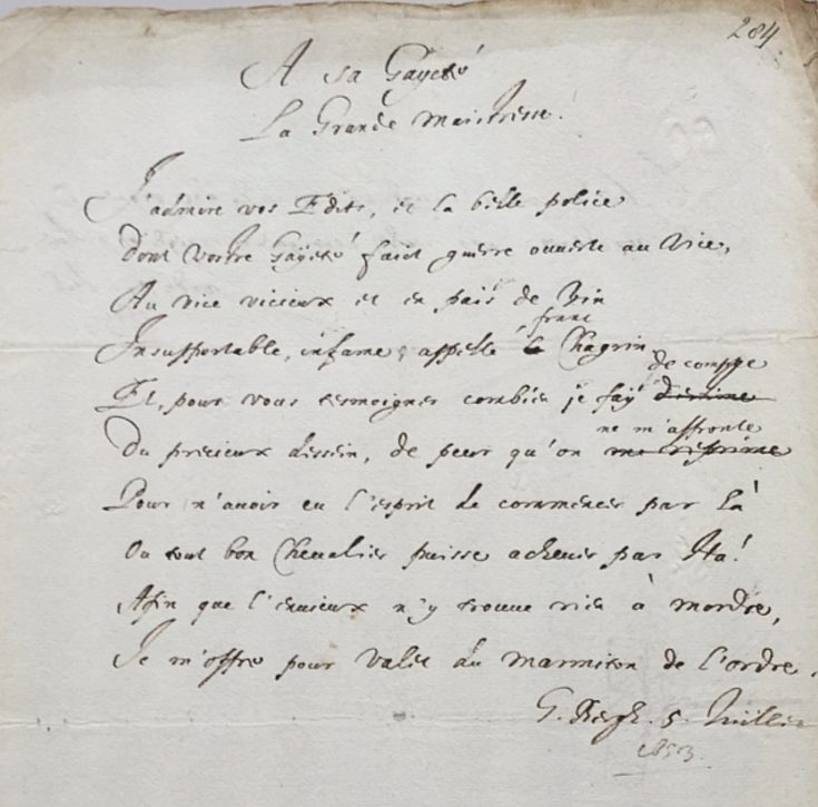 Gedicht van Constantijn Huygens van 5 juli 1653, Koninklijke Bibliotheek