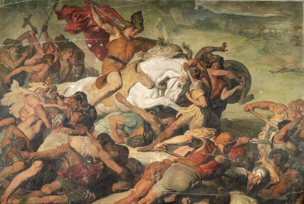 Arminius tijdens de Slag bij het Teutoburgerwoud (Peter Janssen, 1873)