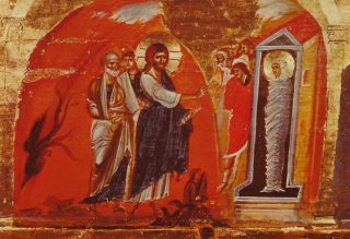 De opwekking van Lazarus, scène uit een iconostase. Begin van de 13e eeuw, Sint Katharina klooster, Sinaï - Egypte