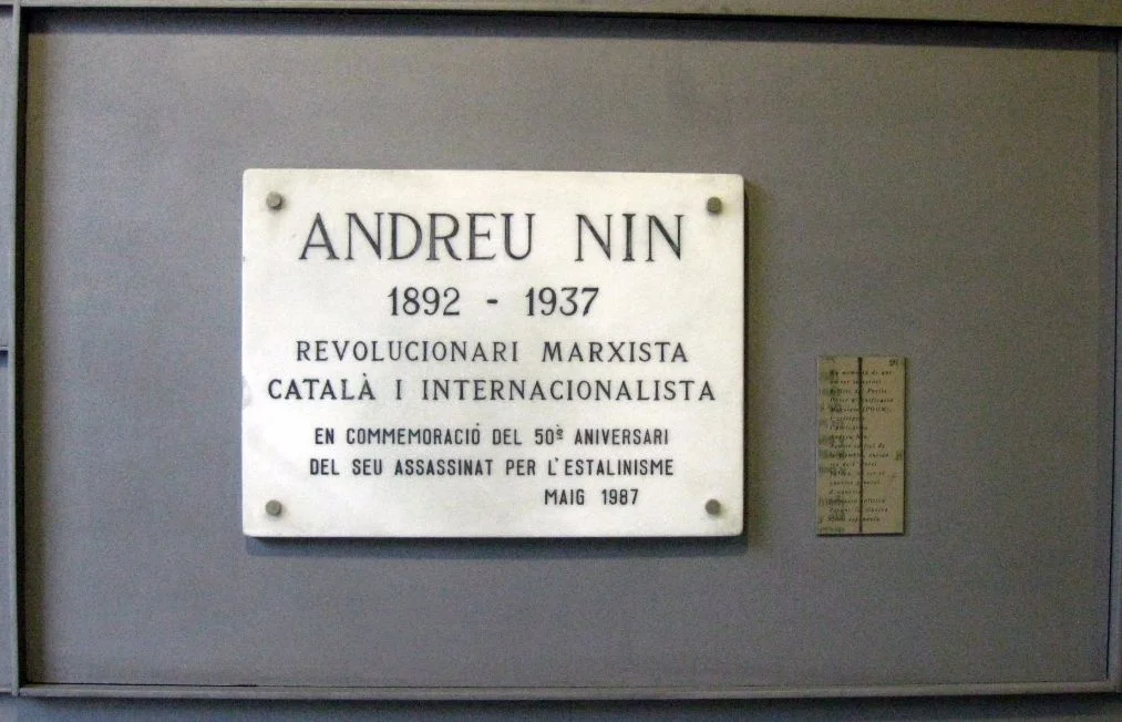 Plaquette in Barcelona ter nagedachtenis aan Andreu Nin (cc - Enfo)