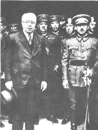 Manuel Azaña (l) en Francisco Franco in 1932