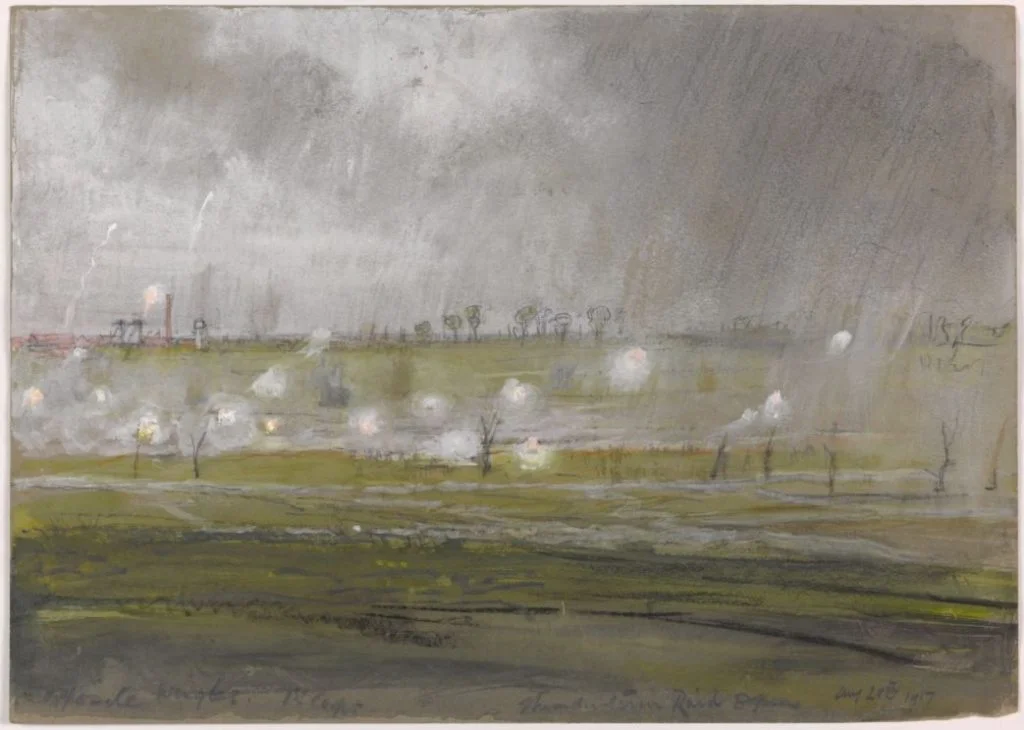 Opposite Wingles 1st Corps Thunderstorm Raid, 8pm August 28 1917 - © E H Shepard and Imperial War Museums, reproduced with permission of The Shepard Trust & Curtis Brown Group Ltd.