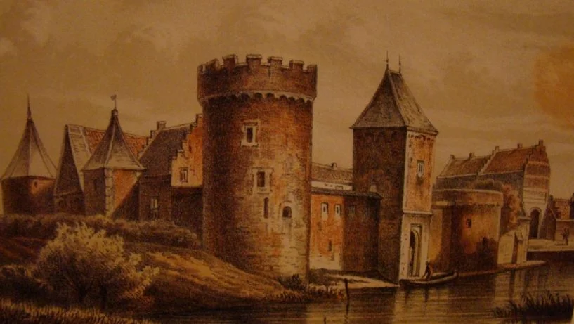 Kasteel Medemblik op een oude prent