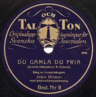 'Du gamla, Du fria' op een oud singletje - cc