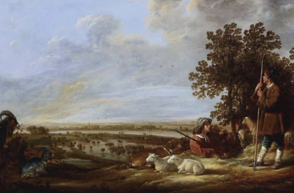 Landschap met twee herders en hun dieren - Albert Cuyp