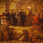 De 95 stellingen van Maarten Luther op een 19e-eeuws schilderij van Julius Hübner