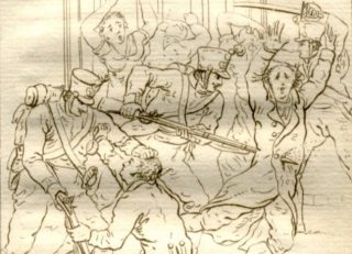 De Ramp van Woerden - Tekening van J.W. Pieneman