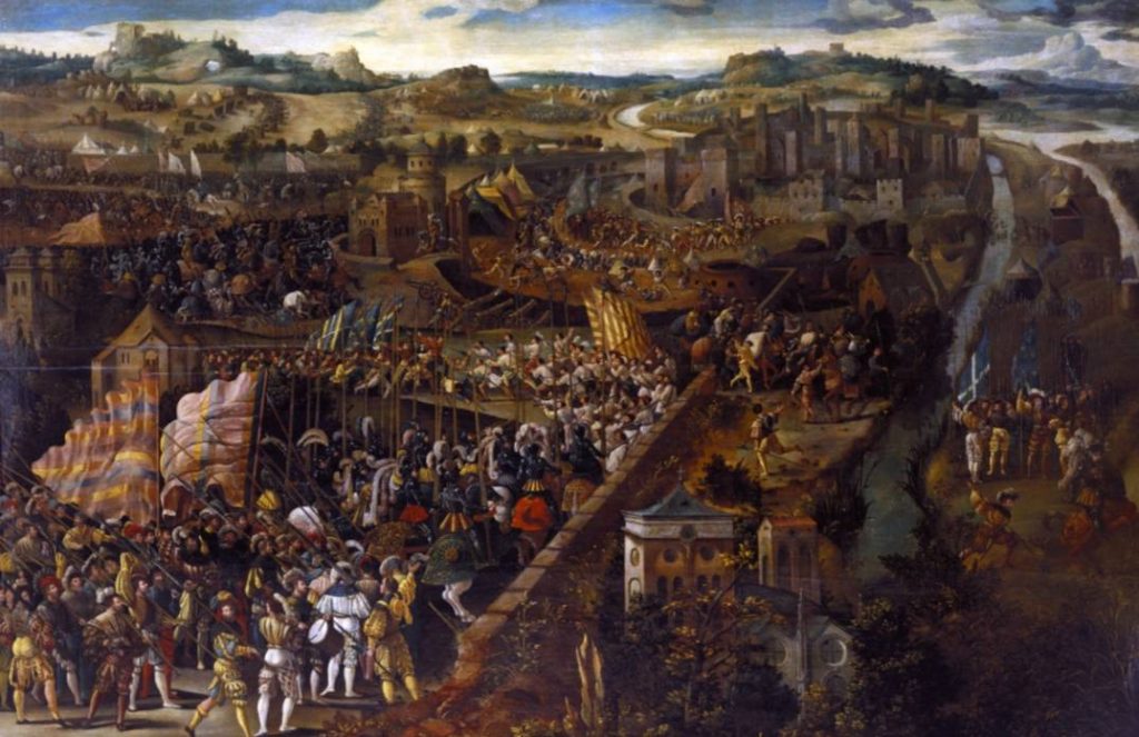 De slag bij Pavia 16e eeuw.