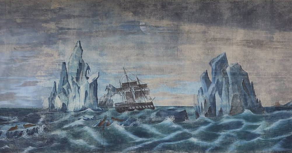 Detail van het panorama met daarop Kaap Hoorn (New Bedford Whaling Museum)