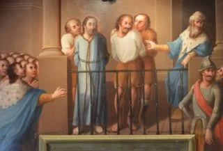 Jezus en Barabbas voor Pilatus (cc- Museum Guadalupe)