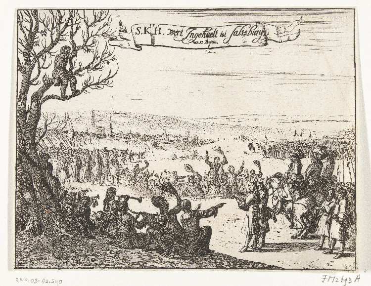 'Intocht van Willem III in Salisbury 1688' (anoniem) Bron: Rijksmuseum Amsterdam