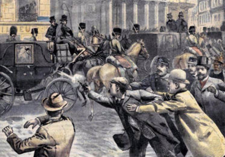 Verbeelding van de aanslag op Leopold II op de cover van Le Parisien