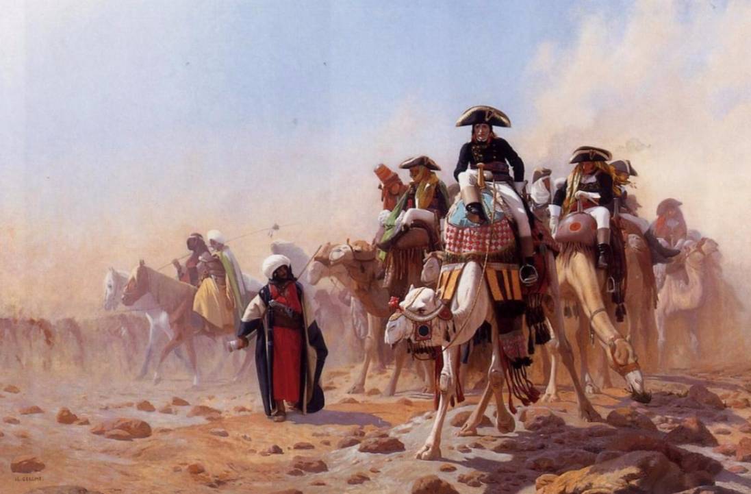Jean-Léon Gérôme (1867): Napoleon en zijn generale staf in Egypte