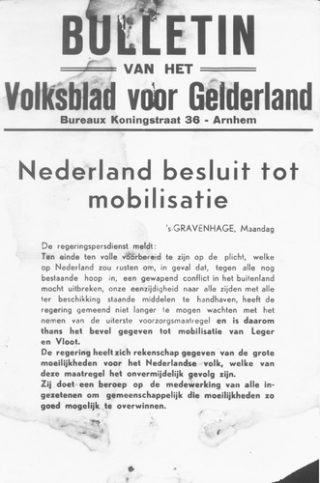 ‘Nederland besluit tot mobilisatie’ (Bron: beeldbank WO2, Collectie NIOD, beeldnr: 63200)