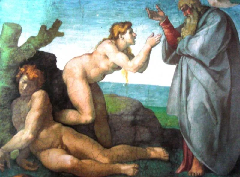"Een rib uit mijn lijf" - God schept Eva uit een rib van Adam, Michelangelo Buonarroti