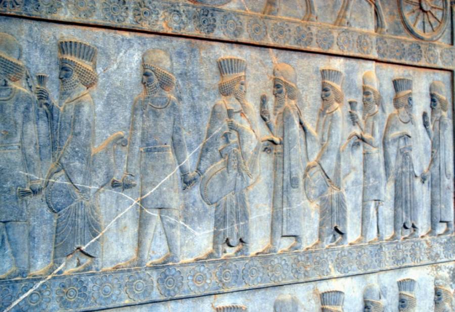 Een wet van Meden en Perzen - Meden en Perzen afgebeeld in Persepolis, Iran uit de 5e eeuw v.Chr..
