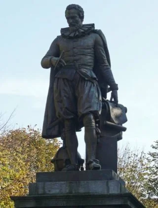 Standbeeld van Simon Stevin op het Simon Stevinplein in Brugge