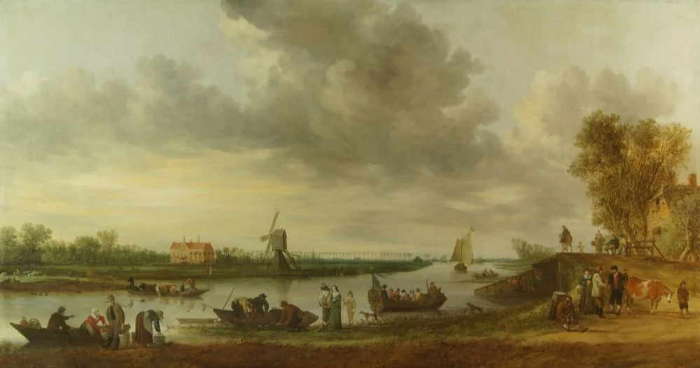Trekschuit op de Vliet nabij Leiden in 1642 - Jan van Goyen