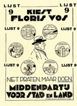 Verkiezingsaffiche van de Middenpartij voor Stad en Land 1929