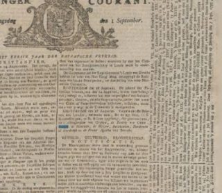De Groninger Courant van 1 september 1795.