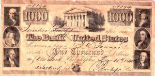 Een wissel / wisselbrief uitgegeven door de Second Bank of the United States op 15 december 1840 voor een bedrag van $1000.