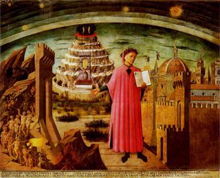 Dante met de Divina Commedia in de hand, tempera op doek (1465), Domenico di Michelino, Santa Maria del Fiore, Florence