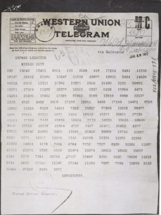 Zimmermanntelegram (16 januari 1917) - The U.S. National Archives