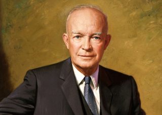 Officieel portret van president Dwight D. Eisenhower tijdens zijn presidentschap van de VS (1953-1961)