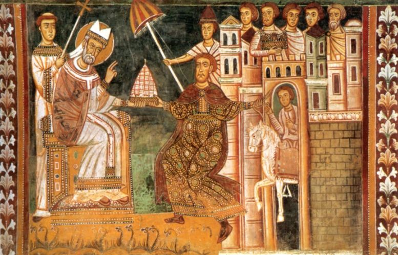 Donatio Constantini - Paus Silvester I en keizer Constantijn
