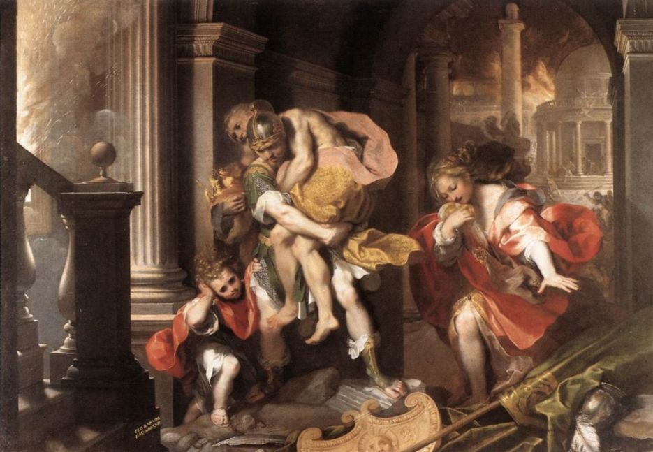Aeneas' vlucht uit Troje, geschilderd door Federico Barocci