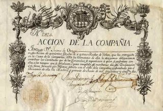 Een aandeel in de Compañía de Guipuzcoana uit 1752