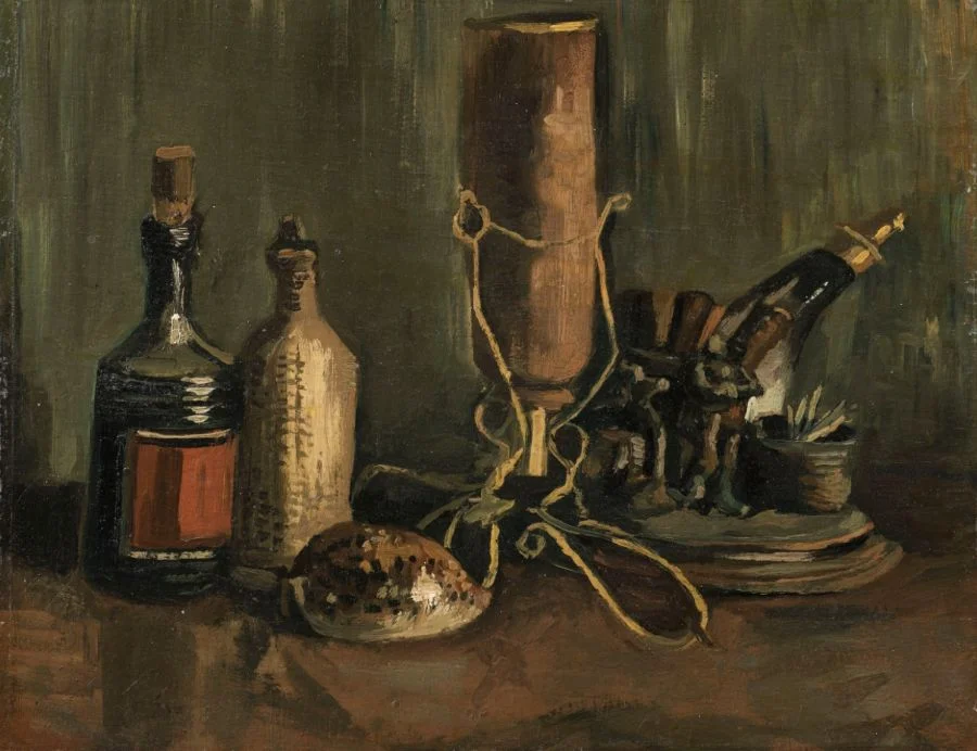 Stilleven met flessen en schelp - Vincent van Gogh