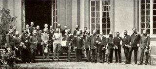 Vorsten van staten die lid waren van de Duitse bond, tijdens een bijeenkomst in Frankfurt in 1863