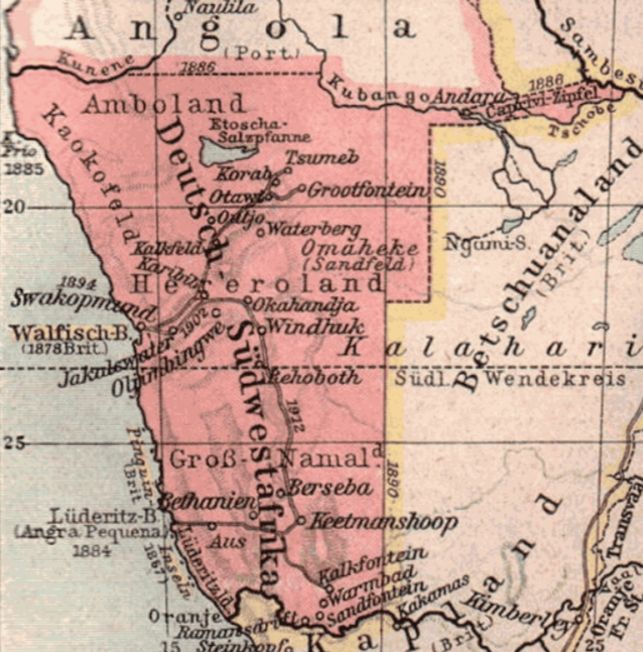 Kaart van Duits Zuidwest-Afrika, 1904