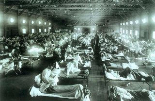 Militair hospitaal tijdens de Spaanse griep (cc - US National Museum of Health and Medicine)