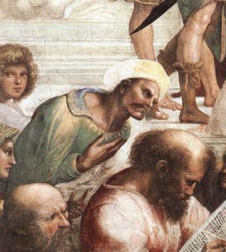 Averroës op een fresco van Raphael