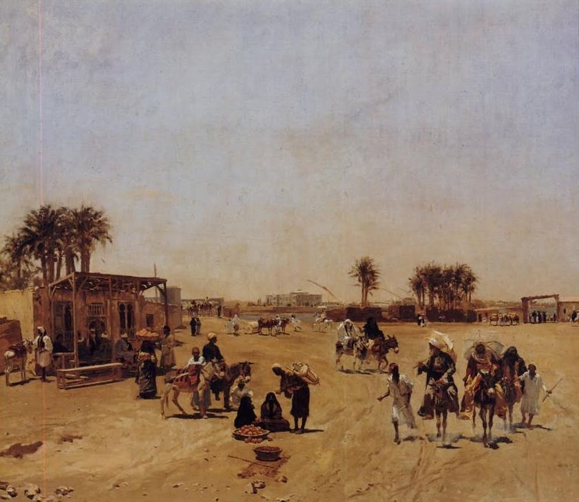 Caïro bij de brug van Kasr-el-Nil, 1880. Voorstudie van Wauters