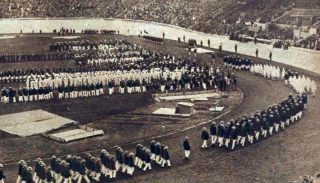 Ceremonie voor de opening van de Olympische Spelen van 1928 (Le Miroir des sports)