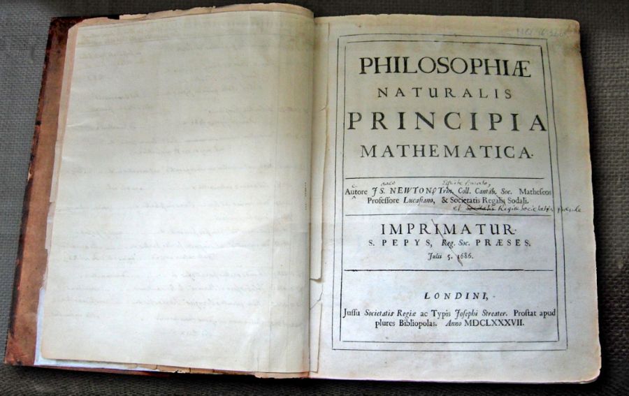 Titelpagina van Newtons 'Principia', eerste uitgave (cc - wiki)