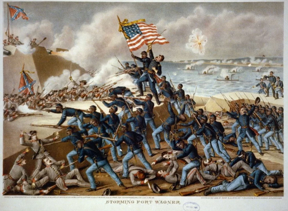 54th Massachusetts Infantry Regiment tijdens de bestorming van Fort Wagner, 18 juli 1863 