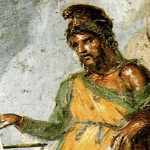 Priapus (Priapos), muurschildering in Pompeï (Publiek Domein - wiki)