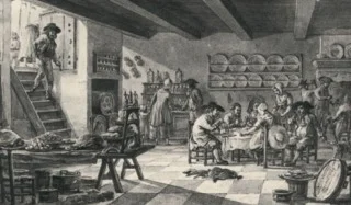 Drukte in een herberg, anno 1799. Onderdeel van een serie prenten van Dirk Langendijk over de Vijf Zintuigen.
