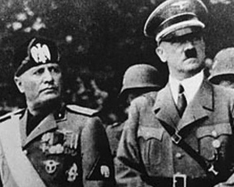 Fascisme - Benito Mussolini en Adolf Hitler (Publiek Domein - wiki)