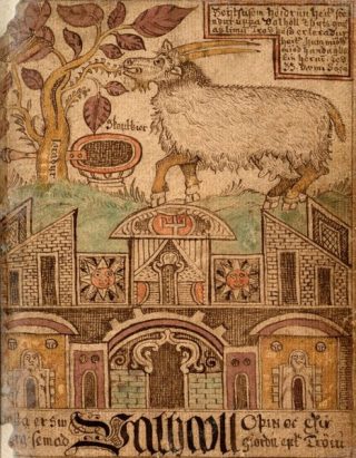 Heiðrun, magische geit in de Noordse mythologie (Publiek Domein - wiki)