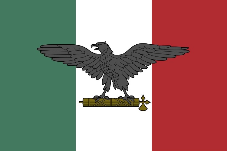 Oorlogsvlag van de Italiaanse Sociale Republiek (1943–45) met daarop de fasces - wiki